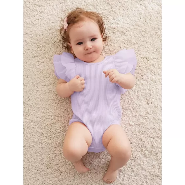 Haloumoning Newborn Baby Girl Ribbed Ruffle Romper Bodysuit Short Sleeve Infant Clothes