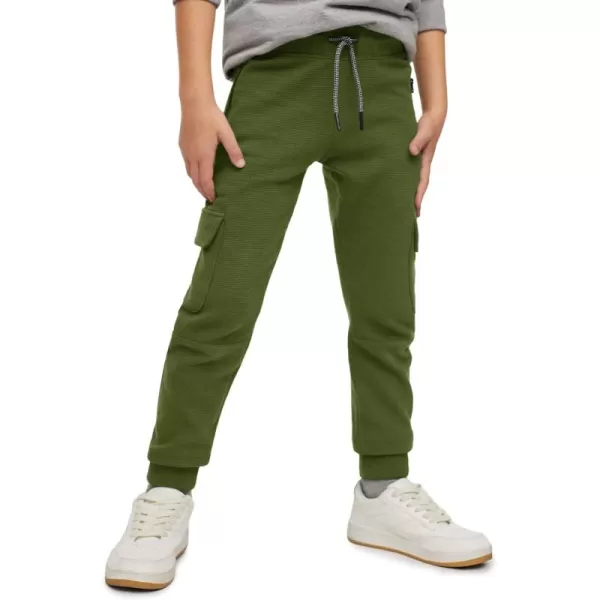 Boys Cargo Sweatpants Kids Casual Drawstring Waist Joggers Soft Knitted Active Pants 5-14 Years