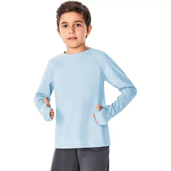 Boys Long Sleeve Athletic Shirts Kids Quick Dry Thumb Hole T-Shirts Tops with Pockets 4-14 Years