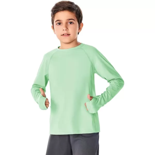 Boys Long Sleeve Athletic Shirts Kids Quick Dry Thumb Hole T-Shirts Tops with Pockets 4-14 Years