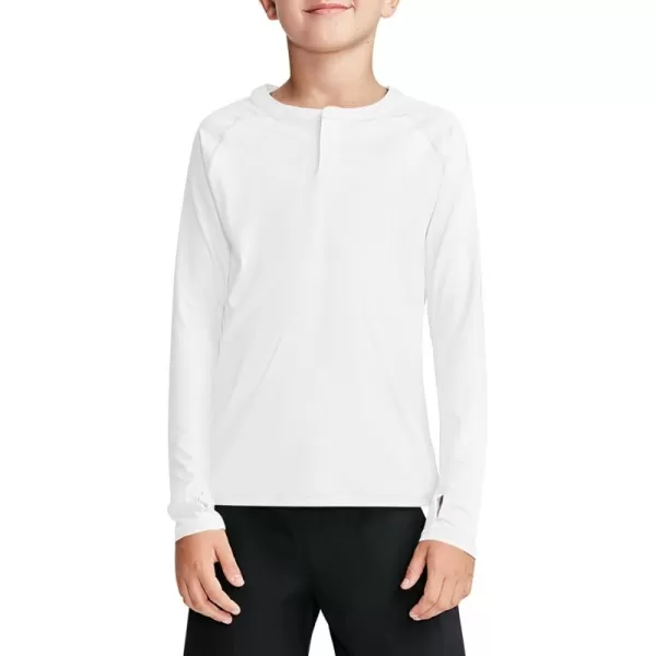 Boys Long Sleeve Thumb Hole Athletic Shirts Kids Dry Fit Henley Tshirts Tops Tees 5-14 Years