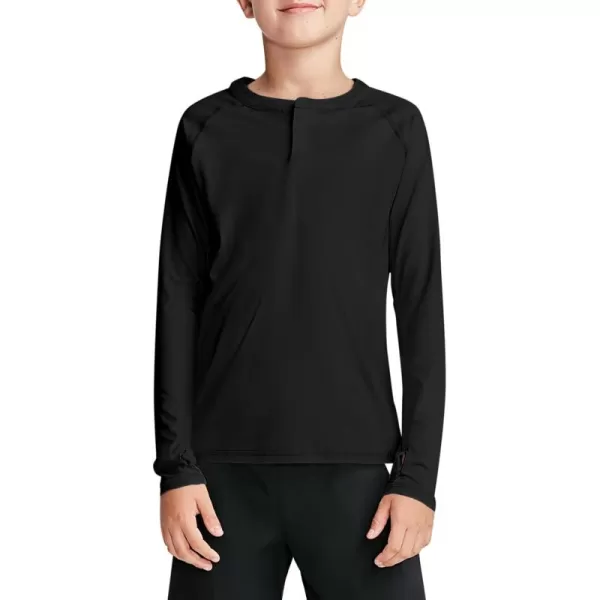 Boys Long Sleeve Thumb Hole Athletic Shirts Kids Dry Fit Henley Tshirts Tops Tees 5-14 Years