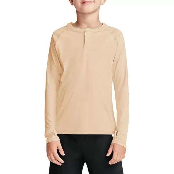 Boys Long Sleeve Thumb Hole Athletic Shirts Kids Dry Fit Henley Tshirts Tops Tees 5-14 Years