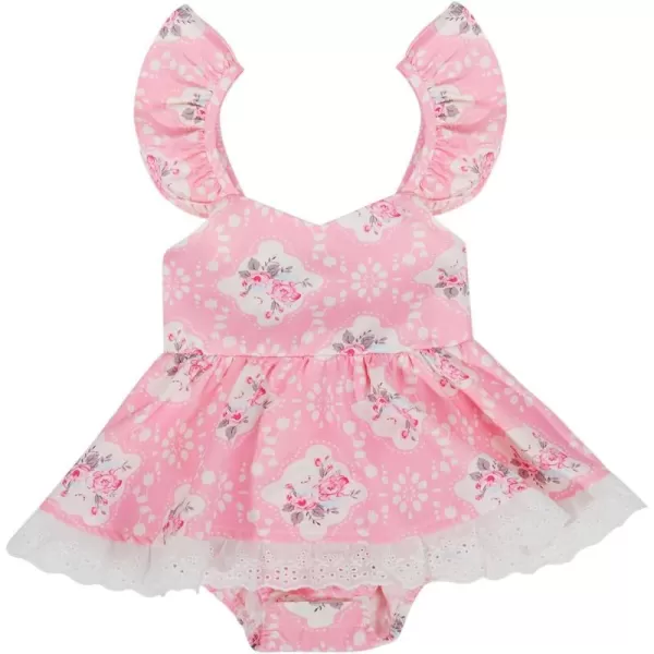 Haloumoning Baby Girl Romper Dress Summer Sleeveless Lace Up Floral Bodysuits Infant Clothes Photoshoot Outfits 3-24 Months