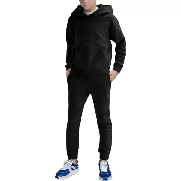 Haloumoning Boys 2 Piece Outfits Sweatsuits Long Sleeve Pullover Hoodie and Sweatpants Tracksuit Set 5-14 Years