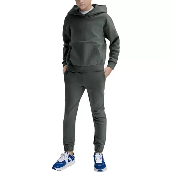 Haloumoning Boys 2 Piece Outfits Sweatsuits Long Sleeve Pullover Hoodie and Sweatpants Tracksuit Set 5-14 Years