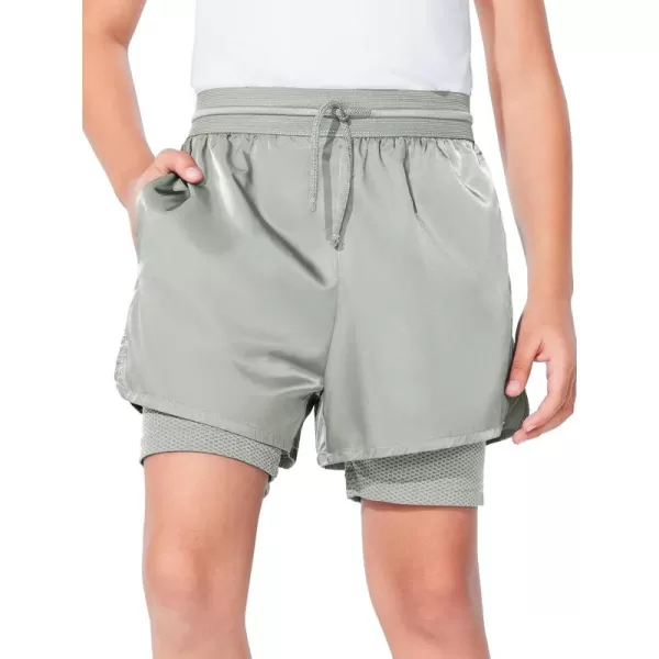 Haloumoning Boys 2 in 1 Running Shorts with Liner and Phone Pockets 5-14 Years