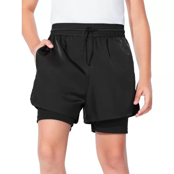 Haloumoning Boys 2 in 1 Running Shorts with Liner and Phone Pockets 5-14 Years