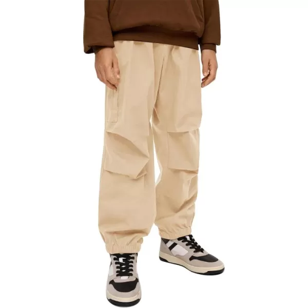 Haloumoning Boys Cargo Pants Cotton Parachute Pants Elastic Waist Hiking Sweatpants Joggers 5-14 Years