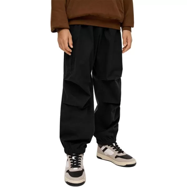 Haloumoning Boys Cargo Pants Cotton Parachute Pants Elastic Waist Hiking Sweatpants Joggers 5-14 Years