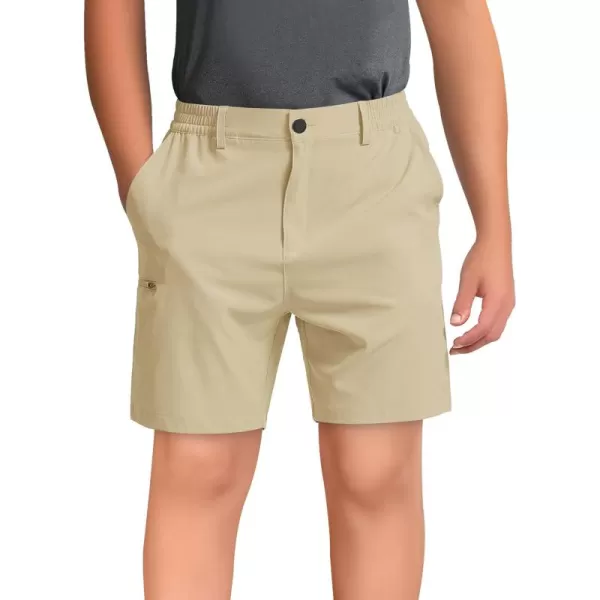 Haloumoning Boys Cargo Shorts Hiking Casual Quick Dry Elastic Waist Athletic Outdoor Short with 6 Pockets 5-14 Years