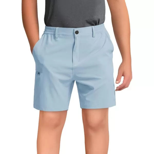Haloumoning Boys Cargo Shorts Hiking Casual Quick Dry Elastic Waist Athletic Outdoor Short with 6 Pockets 5-14 Years