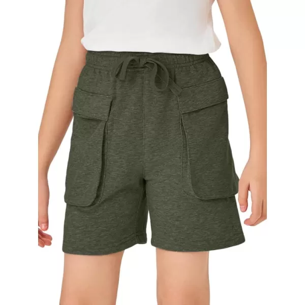 Haloumoning Boys Casual Cargo Shorts Drawstring Elastic Waist Pull On Jogger Shorts with Pockets 5-14 Years