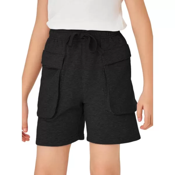 Haloumoning Boys Casual Cargo Shorts Drawstring Elastic Waist Pull On Jogger Shorts with Pockets 5-14 Years