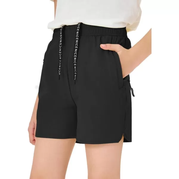 Haloumoning Boys Elastic Waist Athletic Shorts Basketball Gym Shorts with Zipper Pockets 4-14 Years