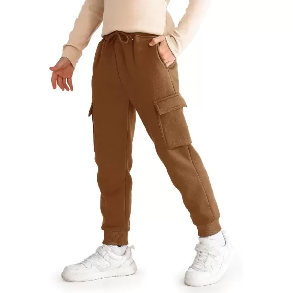 Haloumoning Boys Fleece Sweatpants Athletic Joggers Kids Fall Cargo Pants with Pockets 5-14 Years