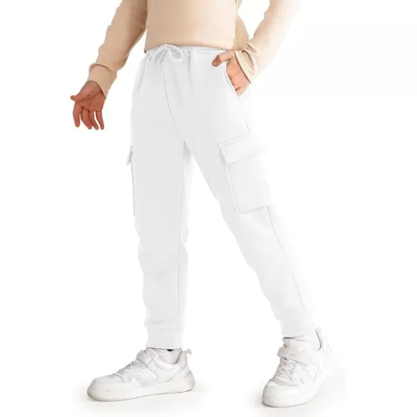 Haloumoning Boys Fleece Sweatpants Athletic Joggers Kids Fall Cargo Pants with Pockets 5-14 Years