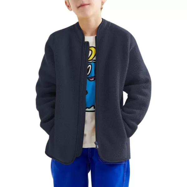 Haloumoning Boys Full Zip Up Fleece Jackets Long Sleeve Kids Warm Cozy Winter Outerwear Coat