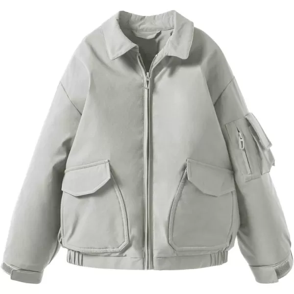 Haloumoning Boys Lapel Collar Bomber Puffer Jackets Kids Zip Up Warm Winter Coat with Pockets 5-14 Years