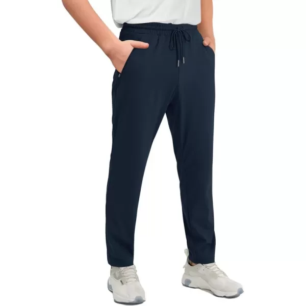 Haloumoning Boys Lightweight Hiking Pants Athletic Quick Dry Kids Drawstring Sweatpants with Zipper Pockets 4-14 Years