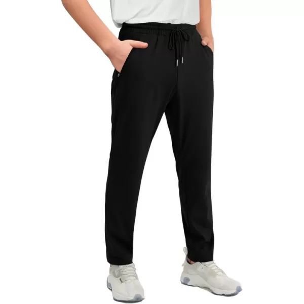 Haloumoning Boys Lightweight Hiking Pants Athletic Quick Dry Kids Drawstring Sweatpants with Zipper Pockets 4-14 Years