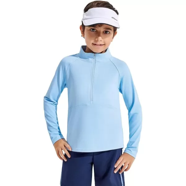 Haloumoning Boys Quarter Zip Sweatshirt Long Sleeve Athletic Pullover for Kids Workout Tops 5-14 Years