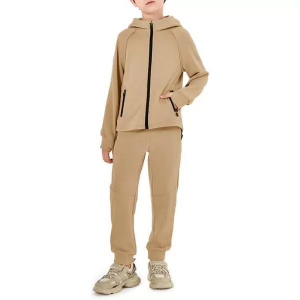 Haloumoning Boys Sweatsuits 2 Piece Outfits Long Sleeve Hoodie Sweatshirt and Jogger Sweatpants Clothing Sets 5-14 Years