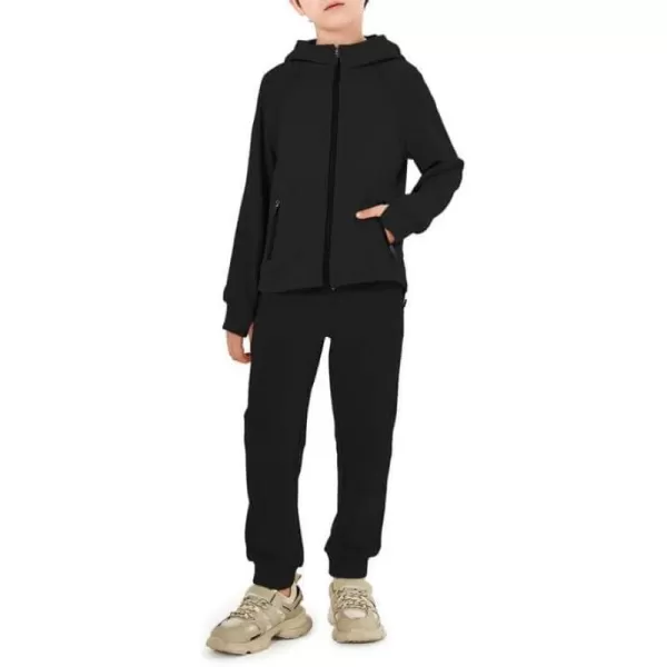 Haloumoning Boys Sweatsuits 2 Piece Outfits Long Sleeve Hoodie Sweatshirt and Jogger Sweatpants Clothing Sets 5-14 Years