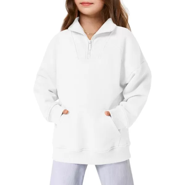 Haloumoning Girls Quarter Zip Sweatshirts Oversized Pullover Long Sleeve Mock Neck Warm Fleece Clothes