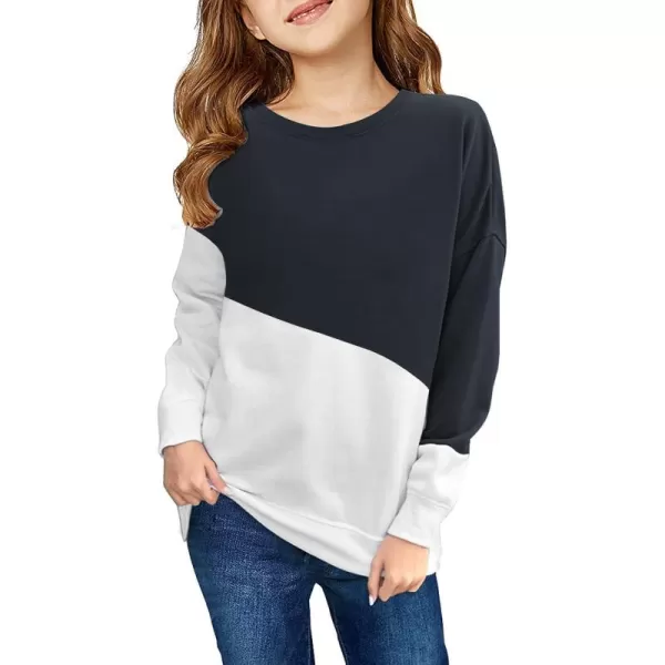 Haloumoning Girls Striped Color Block Sweatshirts Kids Tie Dye Crewneck Long Sleeve Pullover Tops 4-15 Years