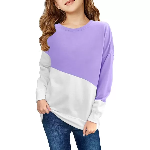 Haloumoning Girls Striped Color Block Sweatshirts Kids Tie Dye Crewneck Long Sleeve Pullover Tops 4-15 Years
