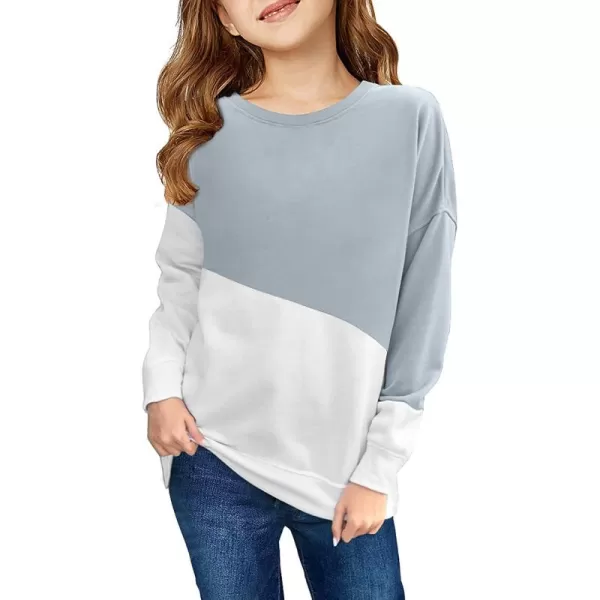 Haloumoning Girls Striped Color Block Sweatshirts Kids Tie Dye Crewneck Long Sleeve Pullover Tops 4-15 Years