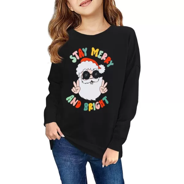 Haloumoning Girls Striped Color Block Sweatshirts Kids Tie Dye Crewneck Long Sleeve Pullover Tops 4-15 Years