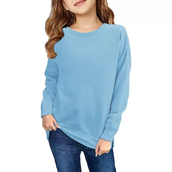 Haloumoning Girls Striped Color Block Sweatshirts Kids Tie Dye Crewneck Long Sleeve Pullover Tops 4-15 Years