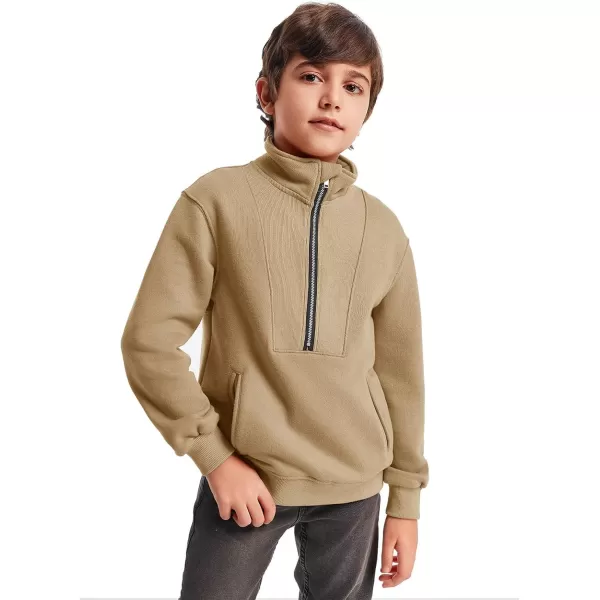 Boys Half Zip Pullover Sweatshirts Kids Fashion Fleece Lined Stand Collar Sweatshirt 5-14 Years