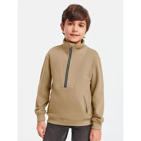 Boys Half Zip Pullover Sweatshirts Kids Fashion Fleece Lined Stand Collar Sweatshirt 5-14 Years