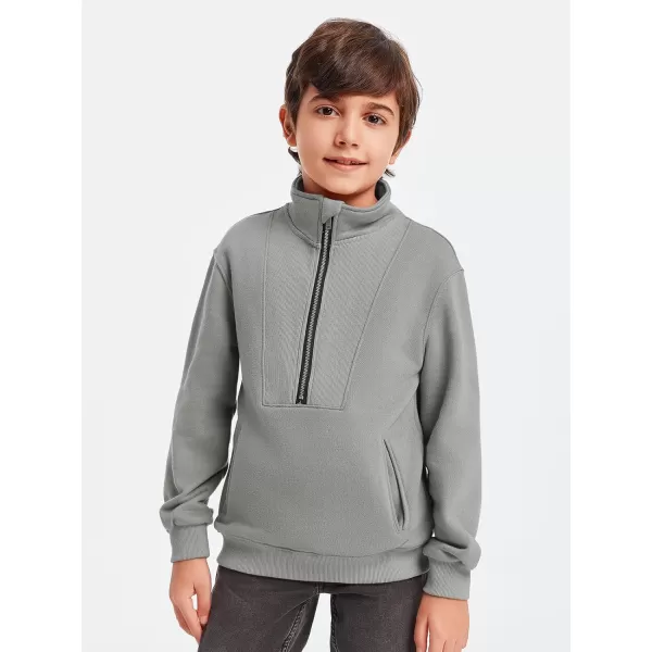 Boys Half Zip Pullover Sweatshirts Kids Fashion Fleece Lined Stand Collar Sweatshirt 5-14 Years