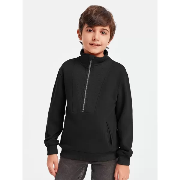 Boys Half Zip Pullover Sweatshirts Kids Fashion Fleece Lined Stand Collar Sweatshirt 5-14 Years