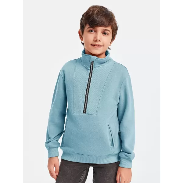 Boys Half Zip Pullover Sweatshirts Kids Fashion Fleece Lined Stand Collar Sweatshirt 5-14 Years