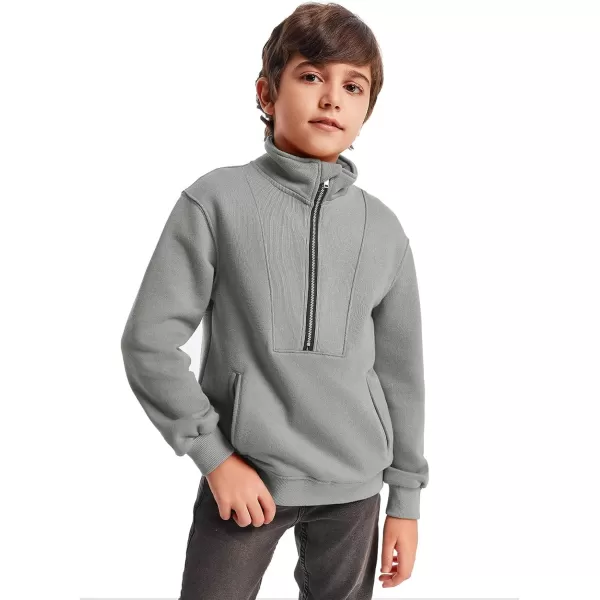 Boys Half Zip Pullover Sweatshirts Kids Fashion Fleece Lined Stand Collar Sweatshirt 5-14 Years