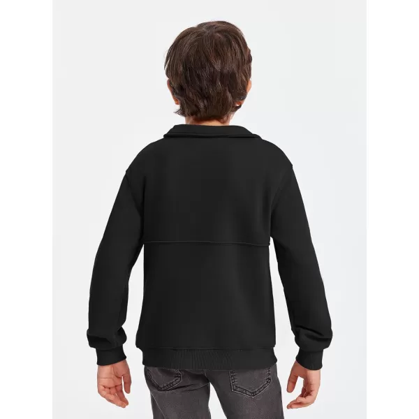 Boys Half Zip Pullover Sweatshirts Kids Fashion Fleece Lined Stand Collar Sweatshirt 5-14 Years