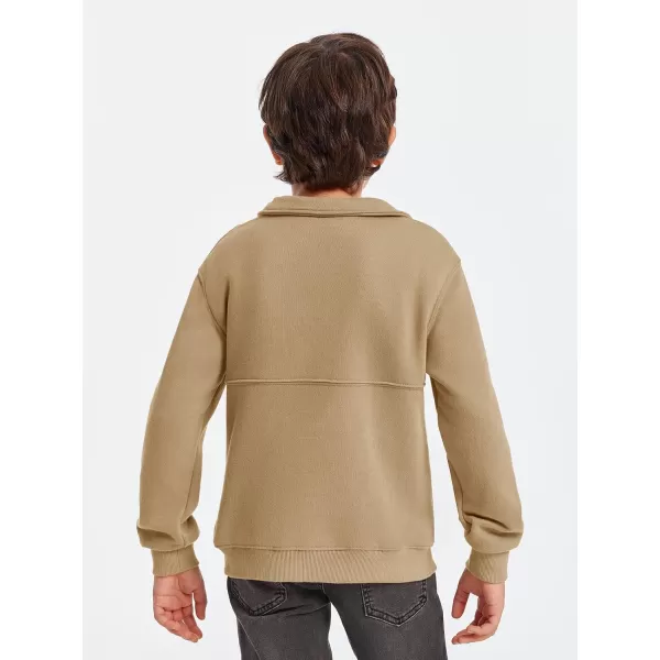 Boys Half Zip Pullover Sweatshirts Kids Fashion Fleece Lined Stand Collar Sweatshirt 5-14 Years
