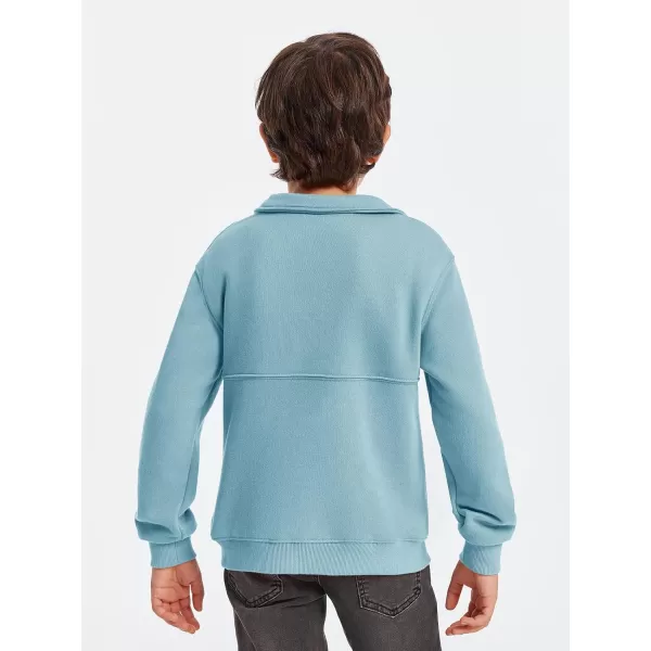 Boys Half Zip Pullover Sweatshirts Kids Fashion Fleece Lined Stand Collar Sweatshirt 5-14 Years