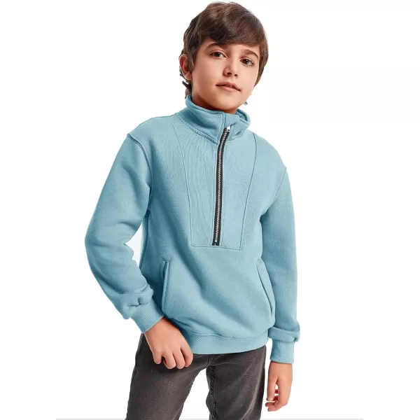 Boys Half Zip Pullover Sweatshirts Kids Fashion Fleece Lined Stand Collar Sweatshirt 5-14 Years