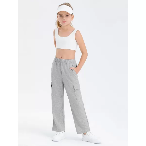 Girls Kids Cargo Sweatpants Wide Straight Leg Jogger Pants 5-14 years