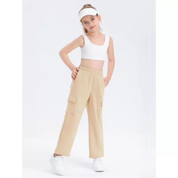 Girls Kids Cargo Sweatpants Wide Straight Leg Jogger Pants 5-14 years