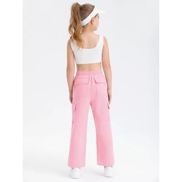 Girls Kids Cargo Sweatpants Wide Straight Leg Jogger Pants 5-14 years