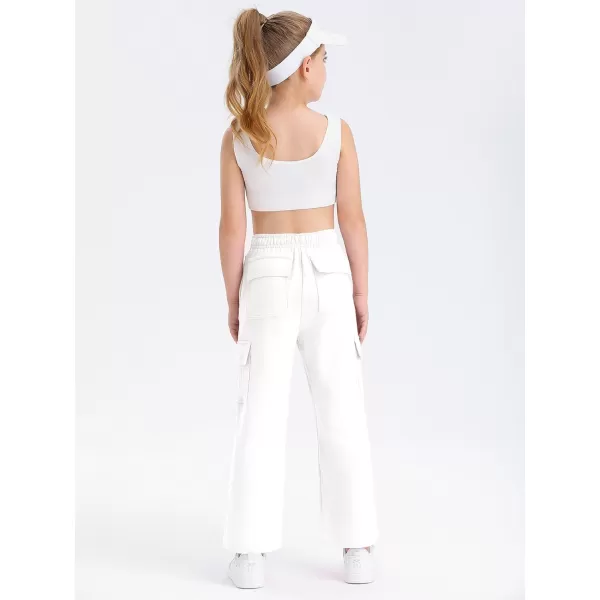 Girls Kids Cargo Sweatpants Wide Straight Leg Jogger Pants 5-14 years