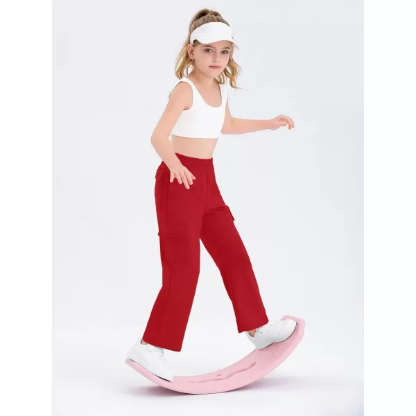 Girls Kids Cargo Sweatpants Wide Straight Leg Jogger Pants 5-14 years