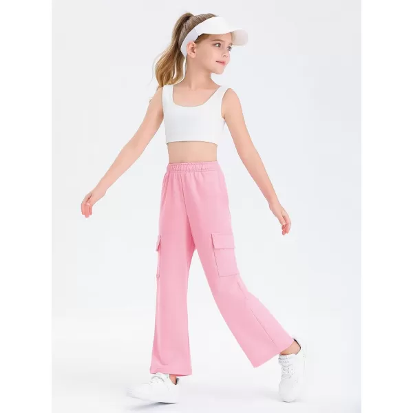 Girls Kids Cargo Sweatpants Wide Straight Leg Jogger Pants 5-14 years